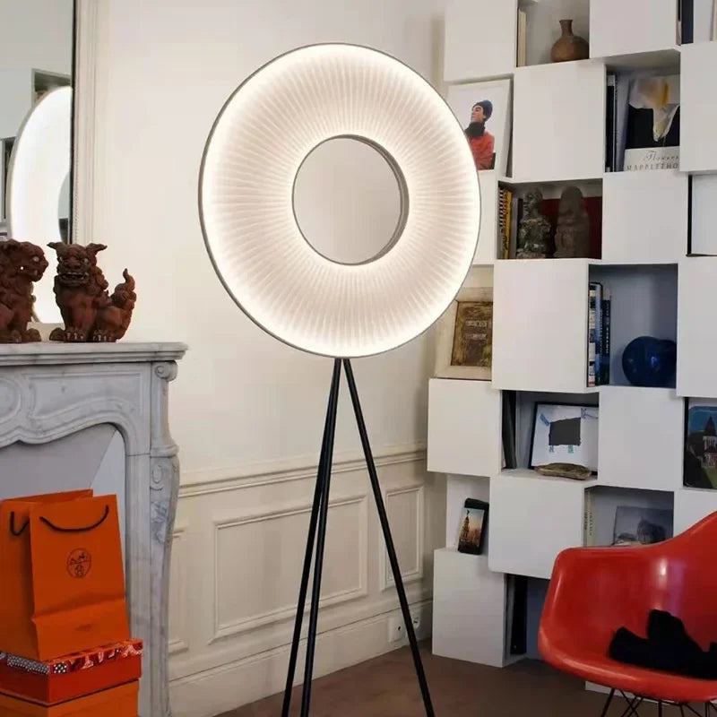 Halo Fabric Ring Floor Lamp – Nordic Sculptural LED Corner Light