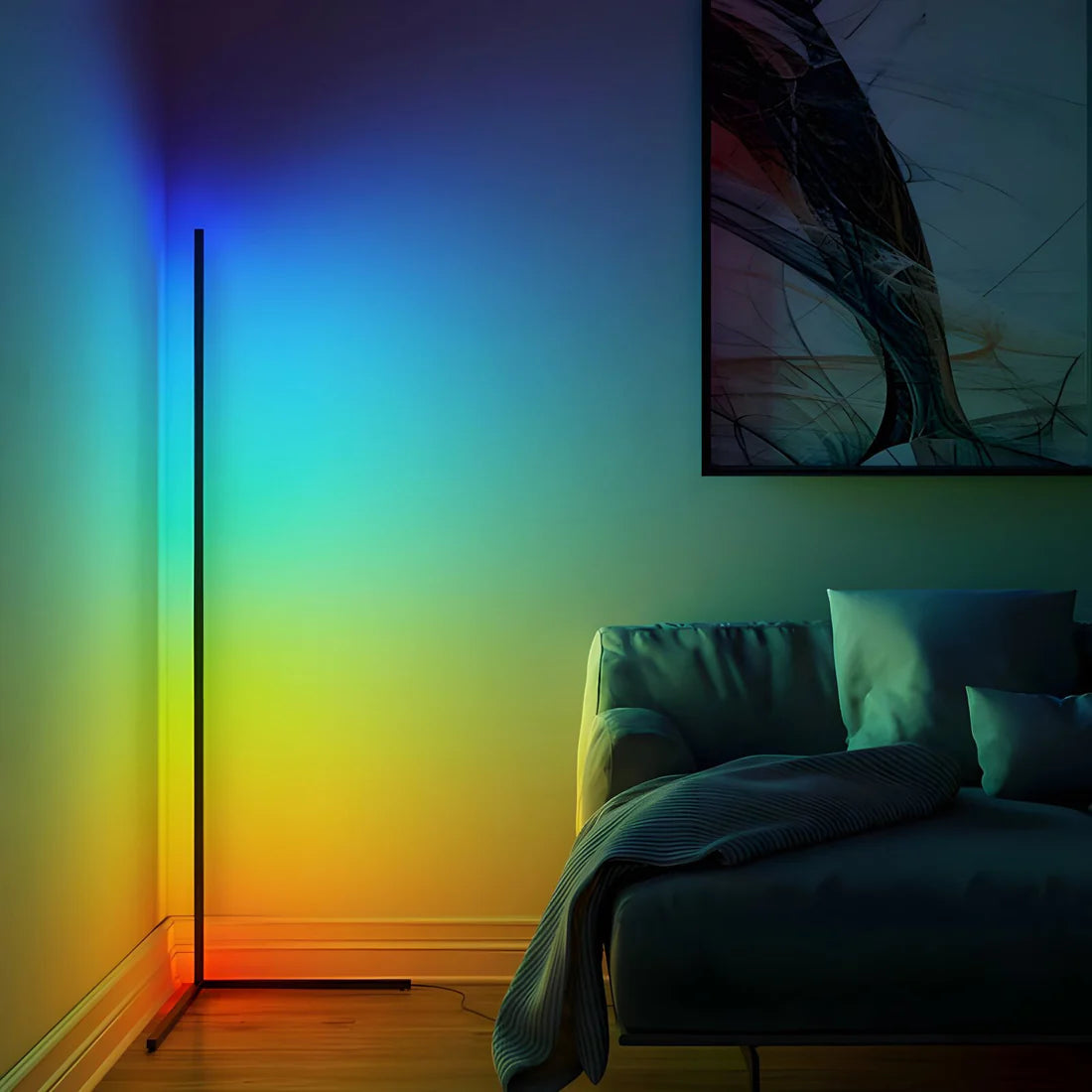 RGB Corner Floor Lamp — Color-Changing Mood Light