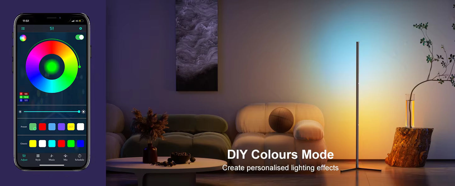 RGB Corner Floor Lamp — Color-Changing Mood Light