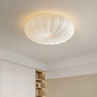 Cream Pleated Ceiling Light – Flush Mount LED Fixture