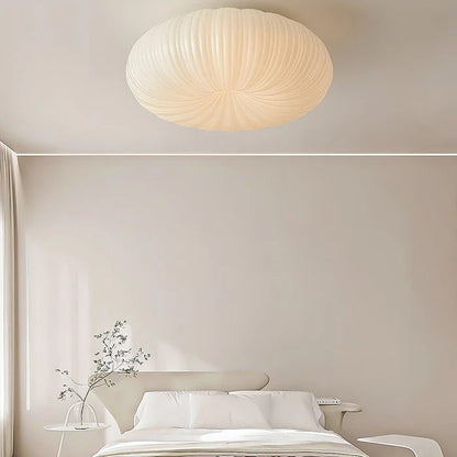 Cream Pleated Ceiling Light – Flush Mount LED Fixture