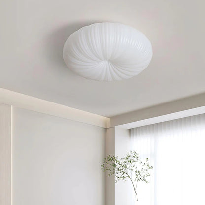 Cream Pleated Ceiling Light – Flush Mount LED Fixture