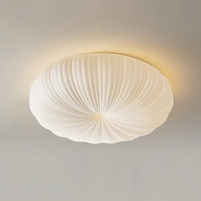 Cream Pleated Ceiling Light – Flush Mount LED Fixture