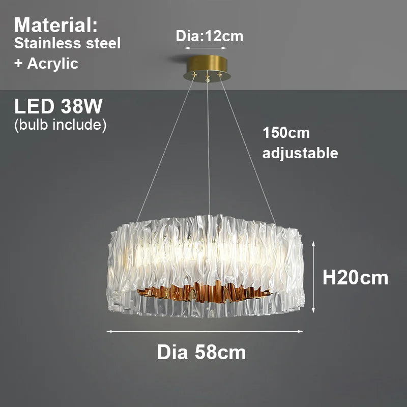 Ripple Acrylic LED Pendant Light – Modern Sculptural Chandelier