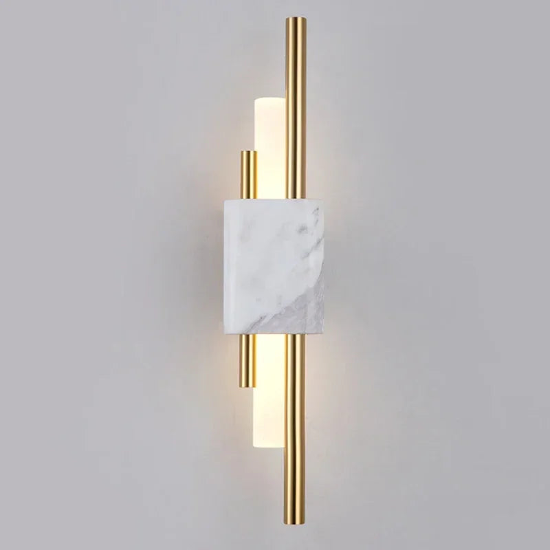 VerdeLuxe Marble Wall Sconce – Modern Gold Accent LED Light