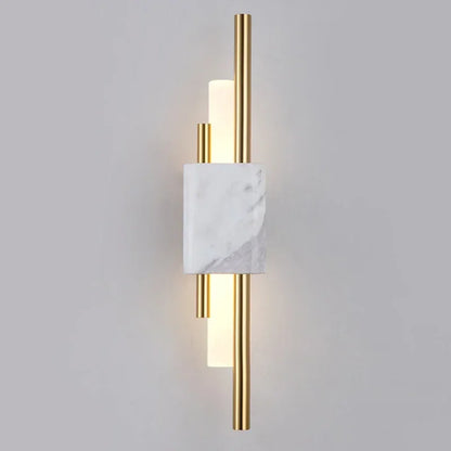 VerdeLuxe Marble Wall Sconce – Modern Gold Accent LED Light