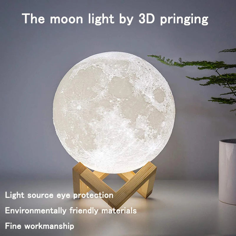 3D Moon Lamp — Touch & Remote Rechargeable LED Light