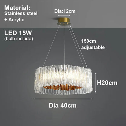 Ripple Acrylic LED Pendant Light – Modern Sculptural Chandelier
