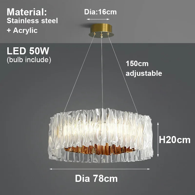 Ripple Acrylic LED Pendant Light – Modern Sculptural Chandelier