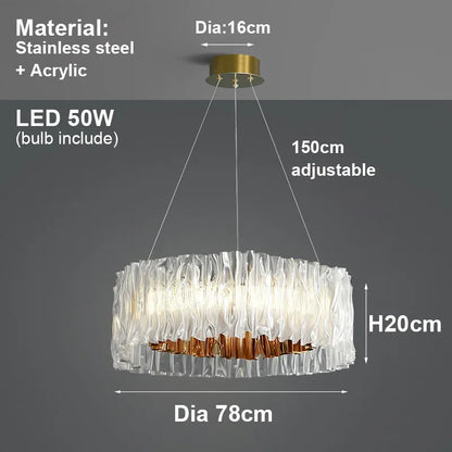 Ripple Acrylic LED Pendant Light – Modern Sculptural Chandelier