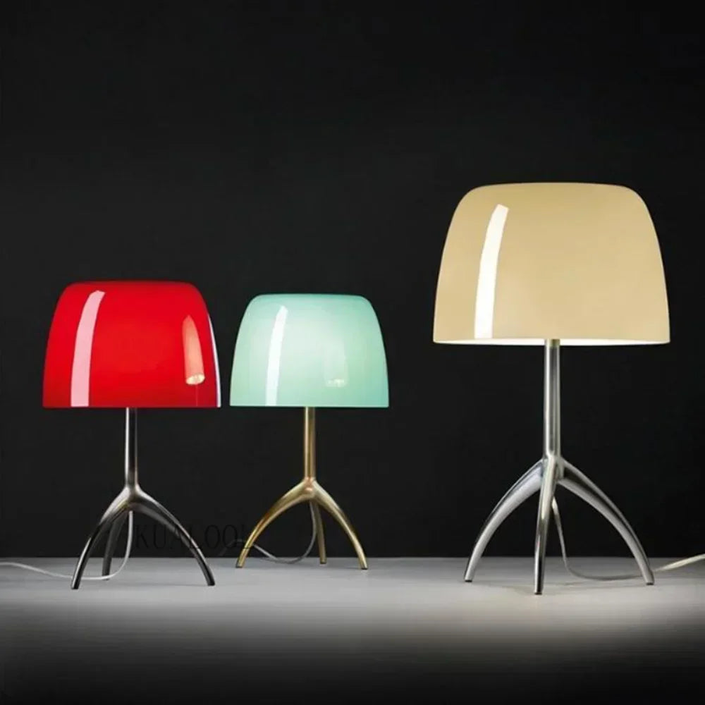 Nordic Glass Tripod Table Lamp — Modern Colored Desk & Bedside Lighting