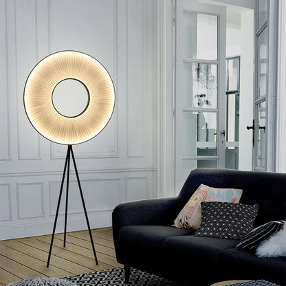Halo Fabric Ring Floor Lamp – Nordic Sculptural LED Corner Light