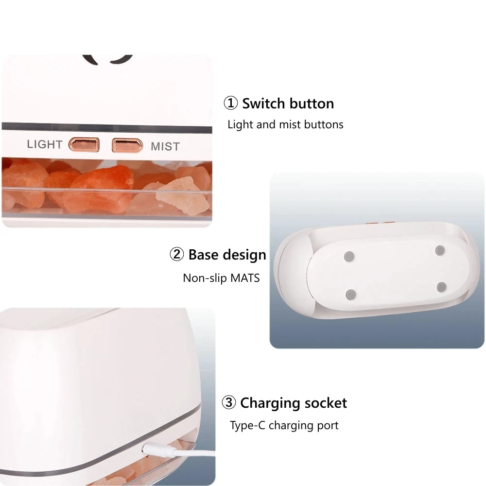 FlameGlow Salt Humidifier — Himalayan Flame-Effect Diffuser