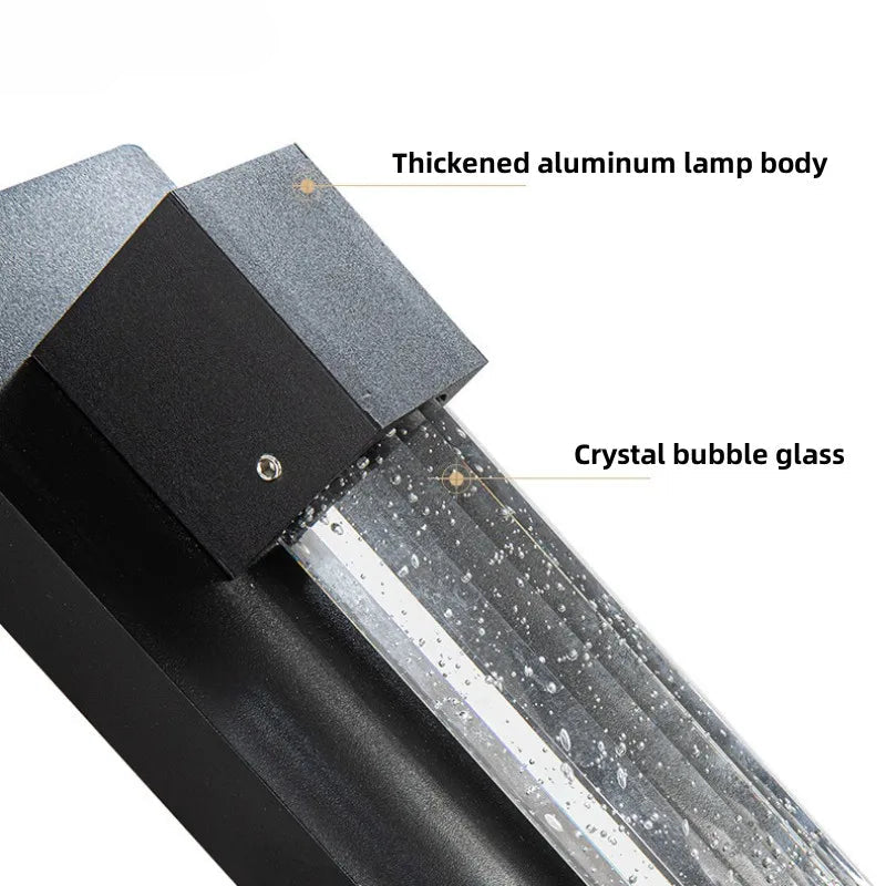 Crystal LED Outdoor Wall Light – Minimalist Waterproof Lamp for Balcony & Entrance