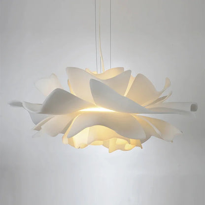 Petal Bloom LED Pendant Light – Sculptural White Acrylic Chandelier