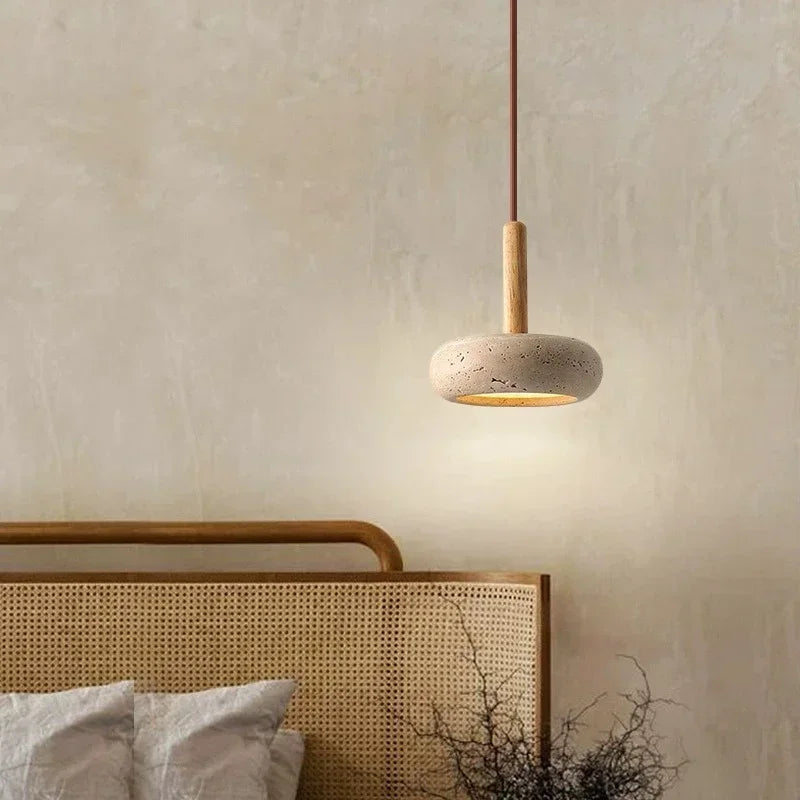 Natural Stone Pendant Light – Japanese Minimalist Ceiling Lamp