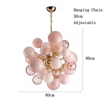 Aurora Bubbles Art Glass Chandelier – Pink Designer Pendant Light