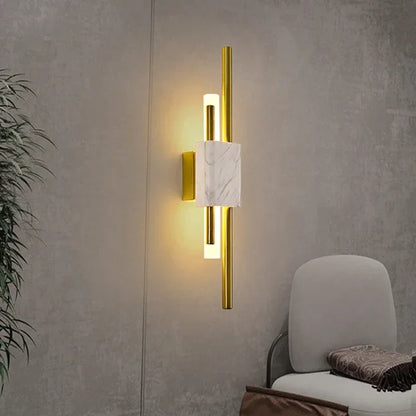 VerdeLuxe Marble Wall Sconce – Modern Gold Accent LED Light