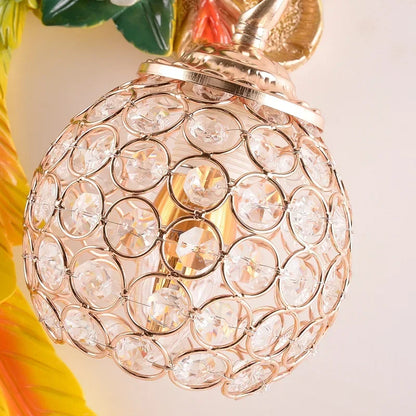 Vintage Peacock Wall Lamp – Resin & Crystal Decorative Wall Sconce