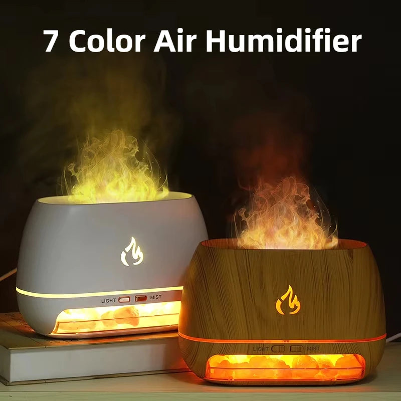 FlameGlow Salt Humidifier — Himalayan Flame-Effect Diffuser