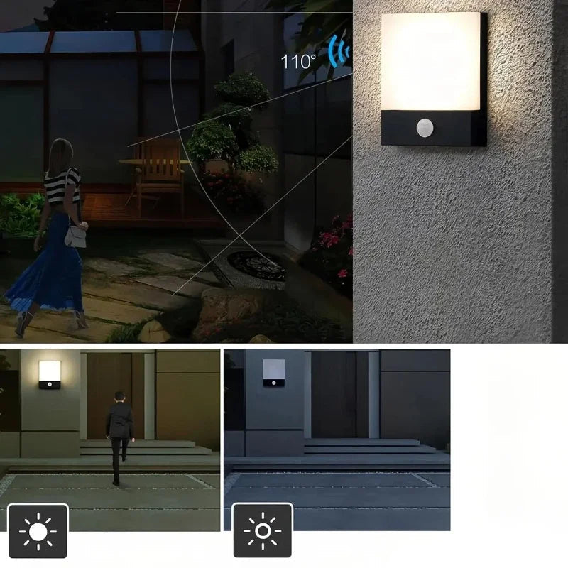LumaSense LED Wall Light – Modern IP65 Outdoor Motion Sensor Sconce