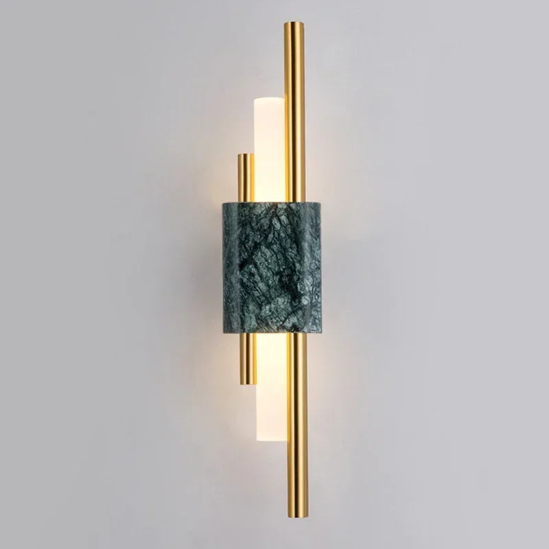 VerdeLuxe Marble Wall Sconce – Modern Gold Accent LED Light