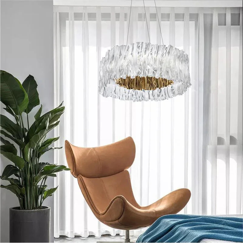 Ripple Acrylic LED Pendant Light – Modern Sculptural Chandelier