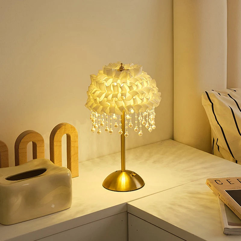Modern Rechargeable Table Lamp with Fabric Shade