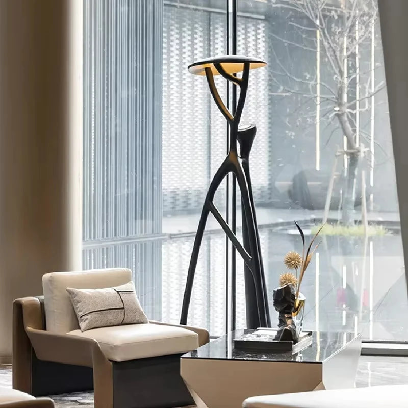 Nordic Sculptural Resin Floor Lamp – Modern Art Floor Light with Warm LED