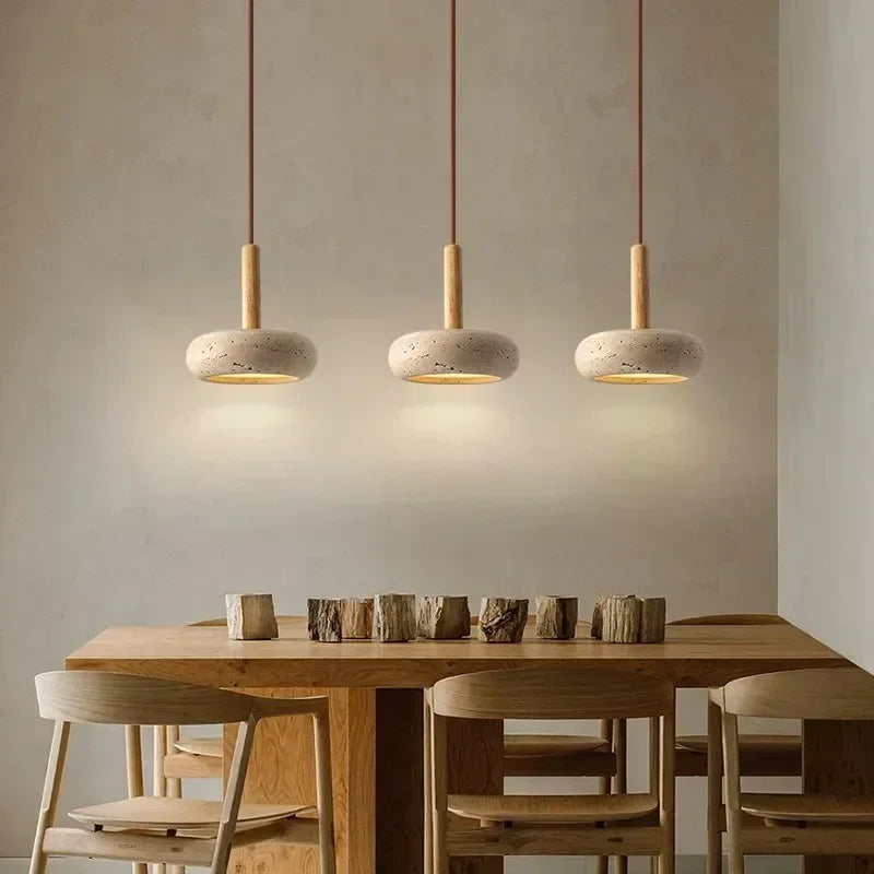 Natural Stone Pendant Light – Japanese Minimalist Ceiling Lamp