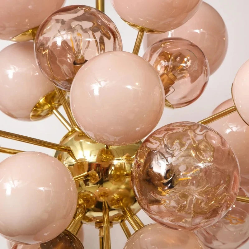 Aurora Bubbles Art Glass Chandelier – Pink Designer Pendant Light