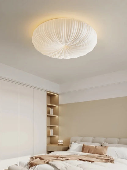 Cream Pleated Ceiling Light – Flush Mount LED Fixture