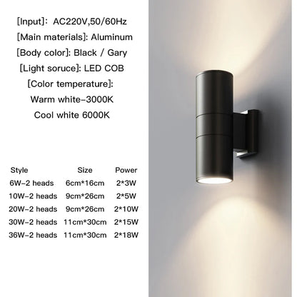 Modern Up & Down Outdoor Wall Light – Waterproof