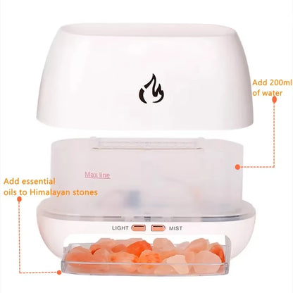 FlameGlow Salt Humidifier — Himalayan Flame-Effect Diffuser