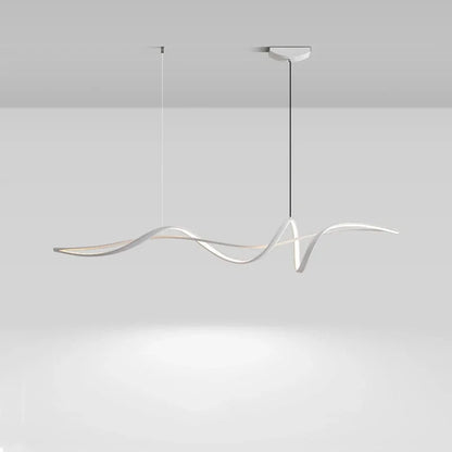 Ribbon Minimalist LED Chandelier – Sculptural Aluminum Pendant Light