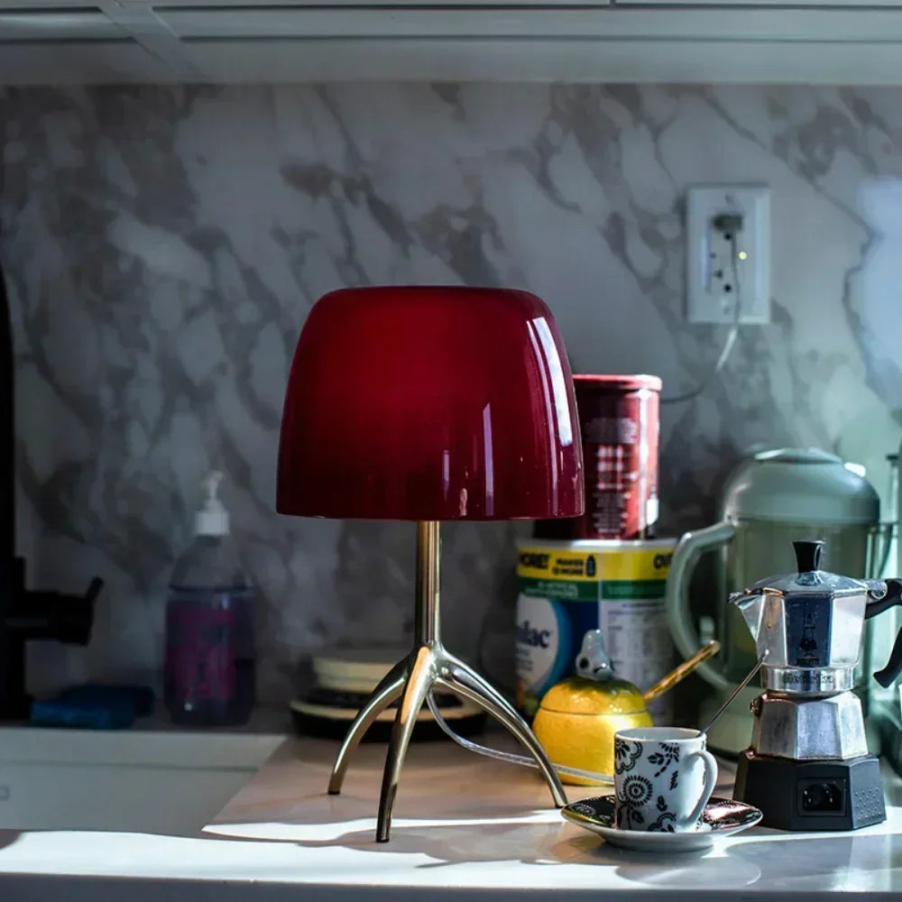 Nordic Glass Tripod Table Lamp — Modern Colored Desk & Bedside Lighting
