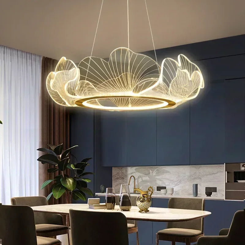 Modern Petal Pendant Light – Acrylic Flower Chandelier