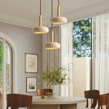 Natural Stone Pendant Light – Japanese Minimalist Ceiling Lamp