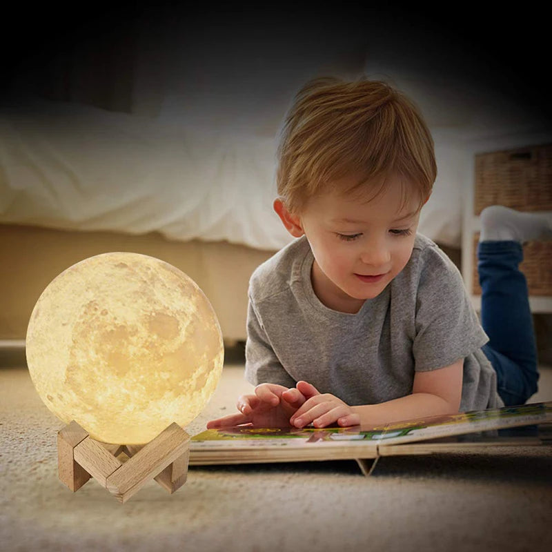 3D Moon Lamp — Touch & Remote Rechargeable LED Light