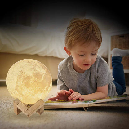 3D Moon Lamp — Touch & Remote Rechargeable LED Light