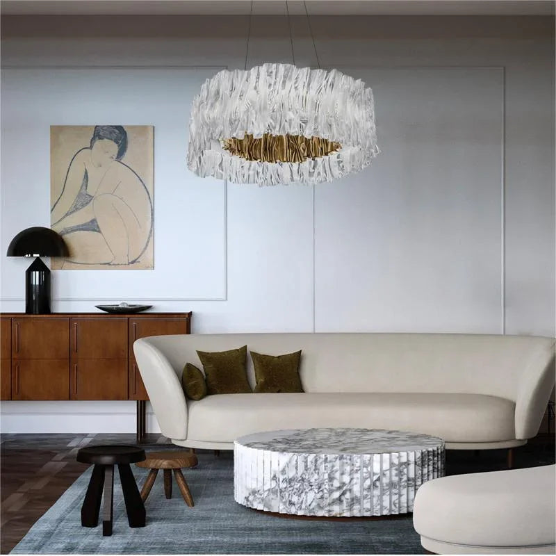 Ripple Acrylic LED Pendant Light – Modern Sculptural Chandelier