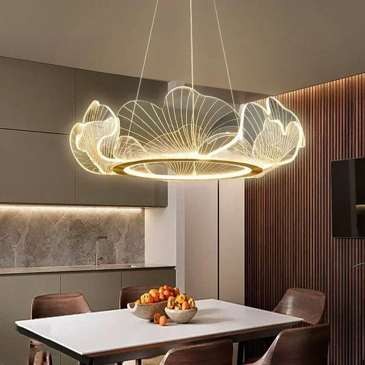 Modern Petal Pendant Light – Acrylic Flower Chandelier