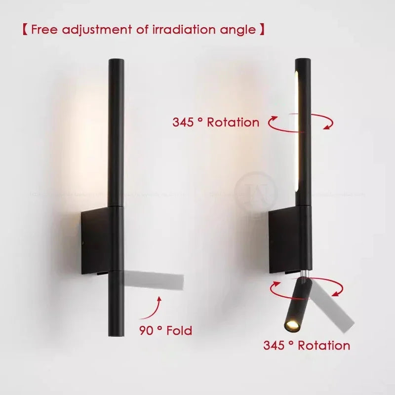 AxisGlow LED Wall Lamp – Rotating Minimalist Bedside Reading Light