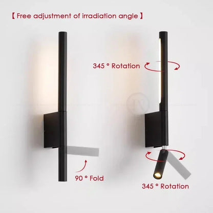 AxisGlow LED Wall Lamp – Rotating Minimalist Bedside Reading Light