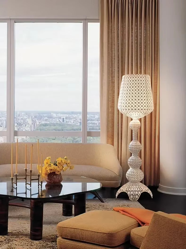 Italian Designer Hollow Goblet Acrylic Floor Lamp — Modern Sculptural LED Statement Piece