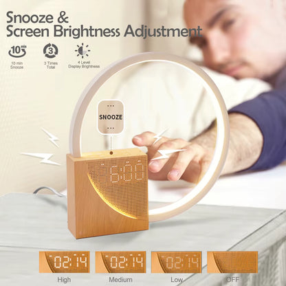 HaloSense Wooden Smart Clock Lamp — Light & Nature Sounds
