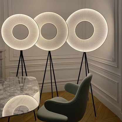 Halo Fabric Ring Floor Lamp – Nordic Sculptural LED Corner Light