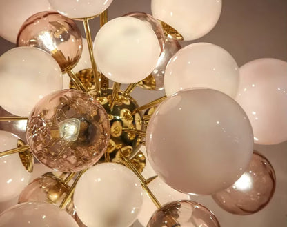 Aurora Bubbles Art Glass Chandelier – Pink Designer Pendant Light