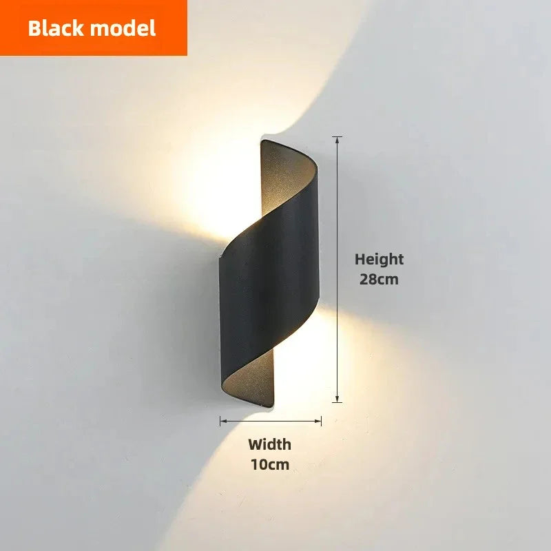 TwistBeam LED Wall Light – Modern IP65 Spiral Outdoor Sconce