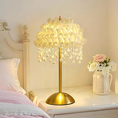 Modern Rechargeable Table Lamp with Fabric Shade
